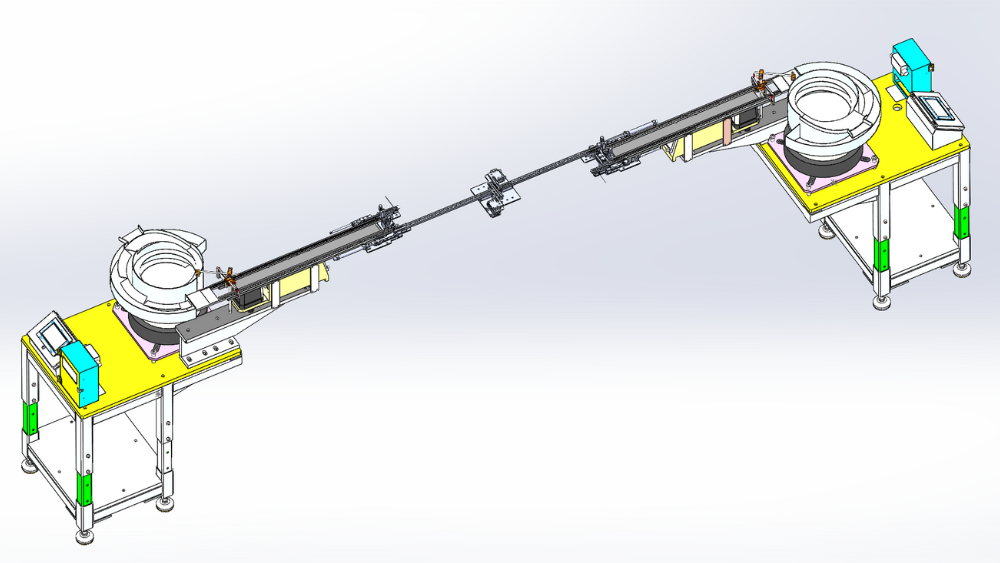 CAD file of entire vibratory feeder system for customer approval.
