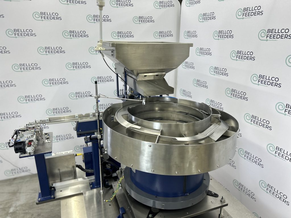Bellco 1100mm bowl feeder system with its side shuttle escapement and lockable control box