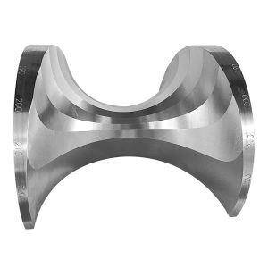 Machined stainless steel saddle component with a curved seat profile