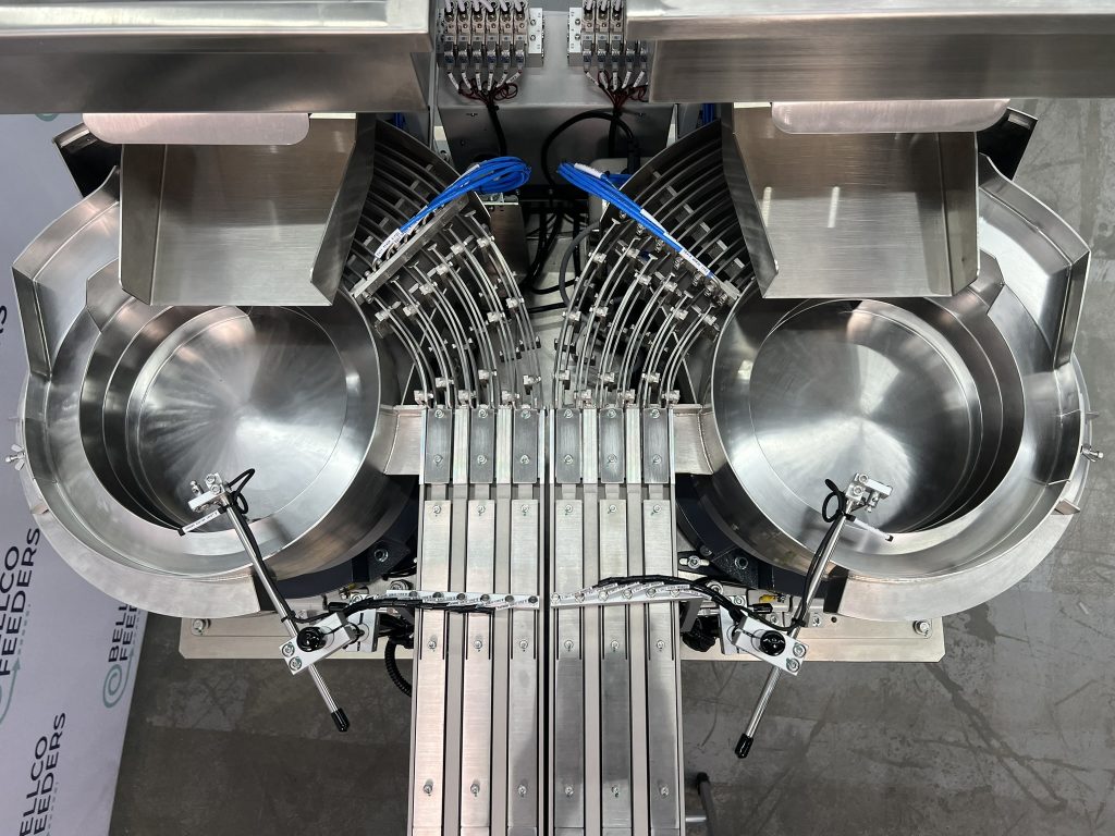 top view of dual feeder bowl system